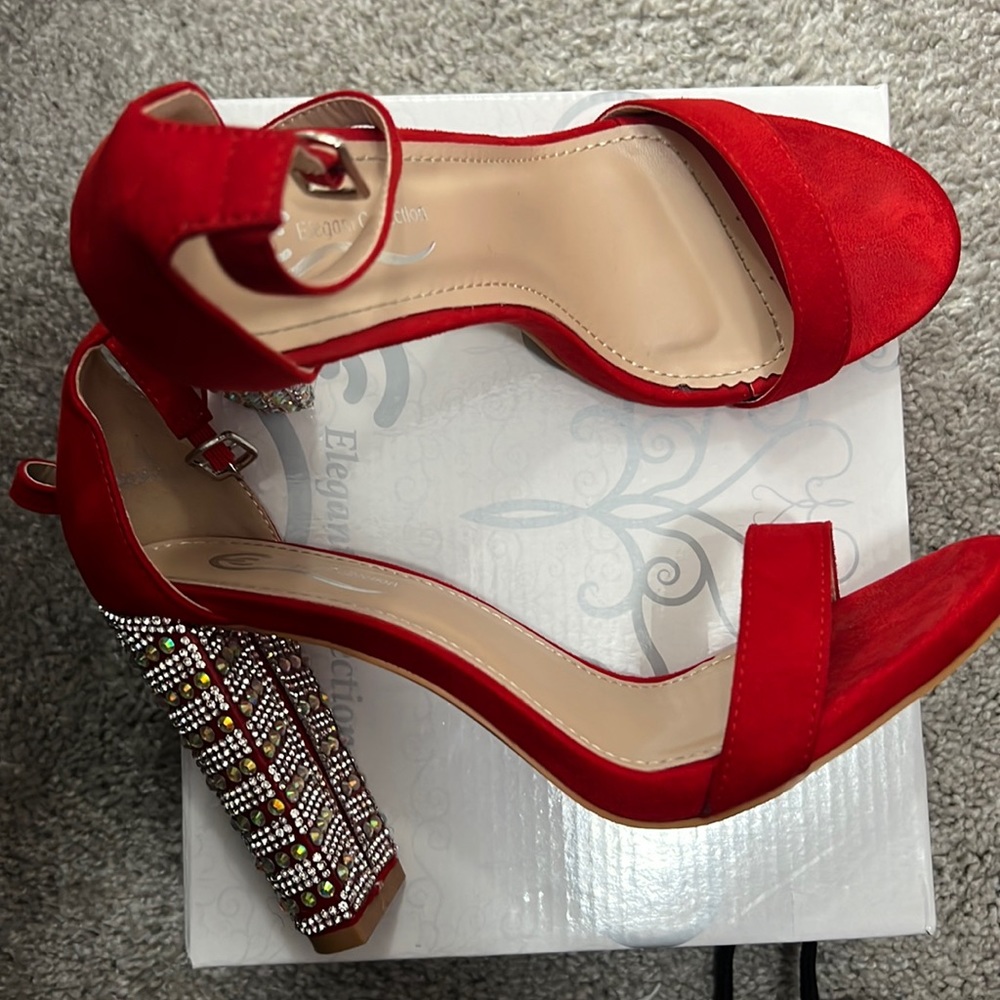 Red bling heels